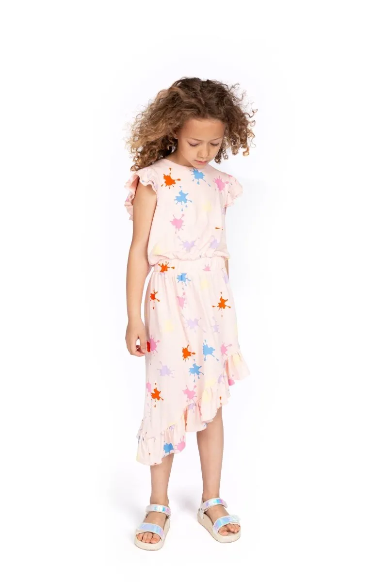 ALIA PAINT SPLATTER ASYMMETRICAL DRESS
