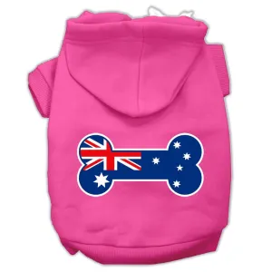 Bone Shaped Australian Flag Screen Print Pet Hoodies Bright Pink Size S (10)