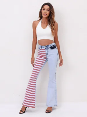 Break Away Red Stripe High-Rise Flare Jeans