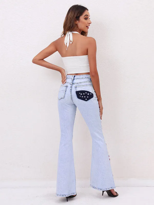 Break Away Red Stripe High-Rise Flare Jeans