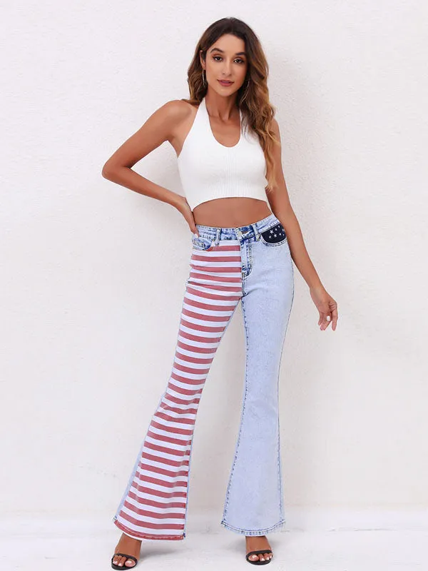 Break Away Red Stripe High-Rise Flare Jeans
