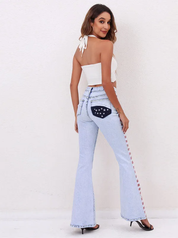 Break Away Red Stripe High-Rise Flare Jeans