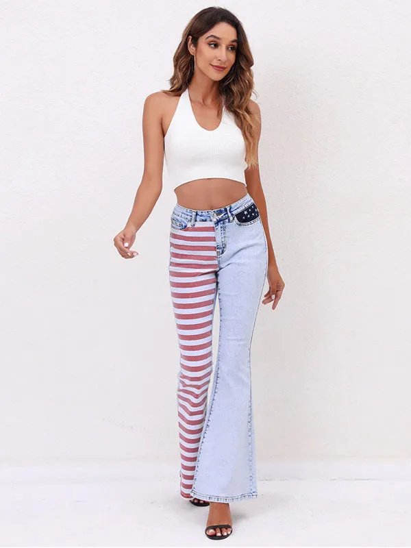 Break Away Red Stripe High-Rise Flare Jeans