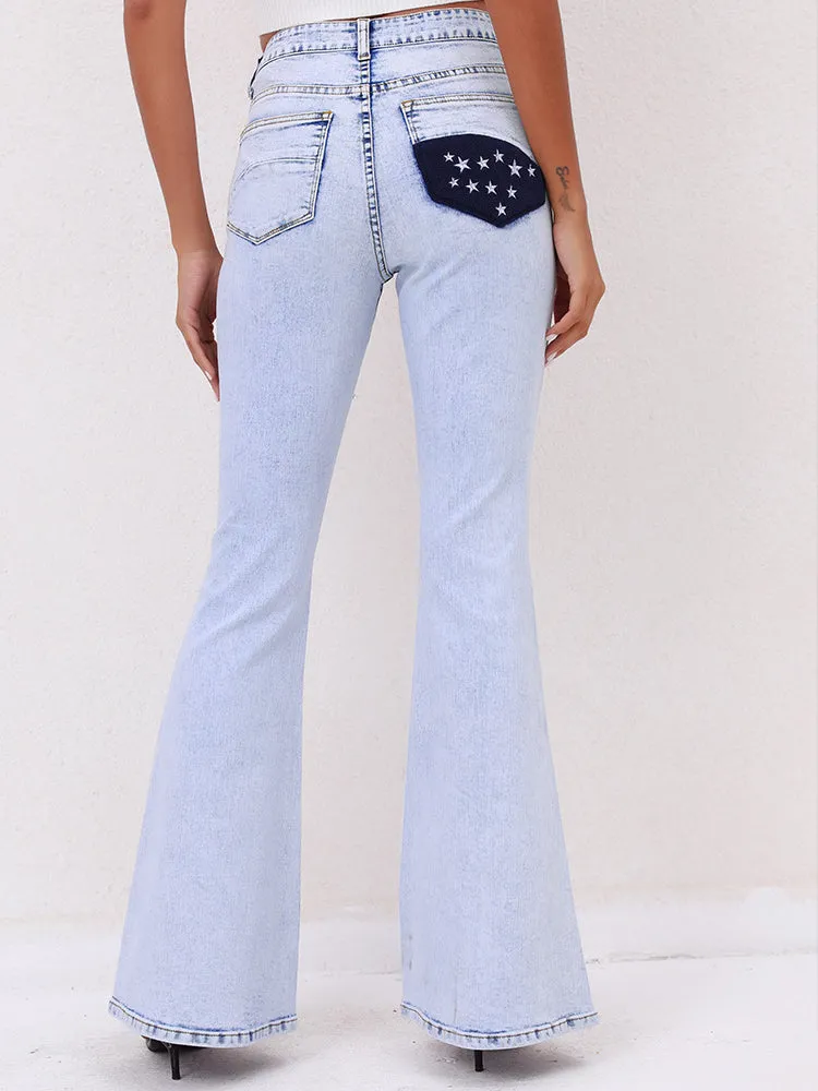 Break Away Red Stripe High-Rise Flare Jeans