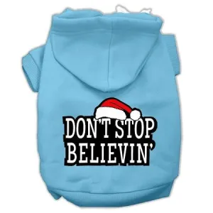 Don't Stop Believin' Screenprint Pet Hoodies Baby Blue Size XXL (18)