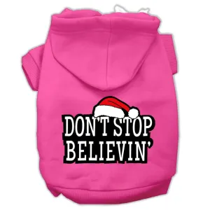 Don't Stop Believin' Screenprint Pet Hoodies Bright Pink Size XL (16)