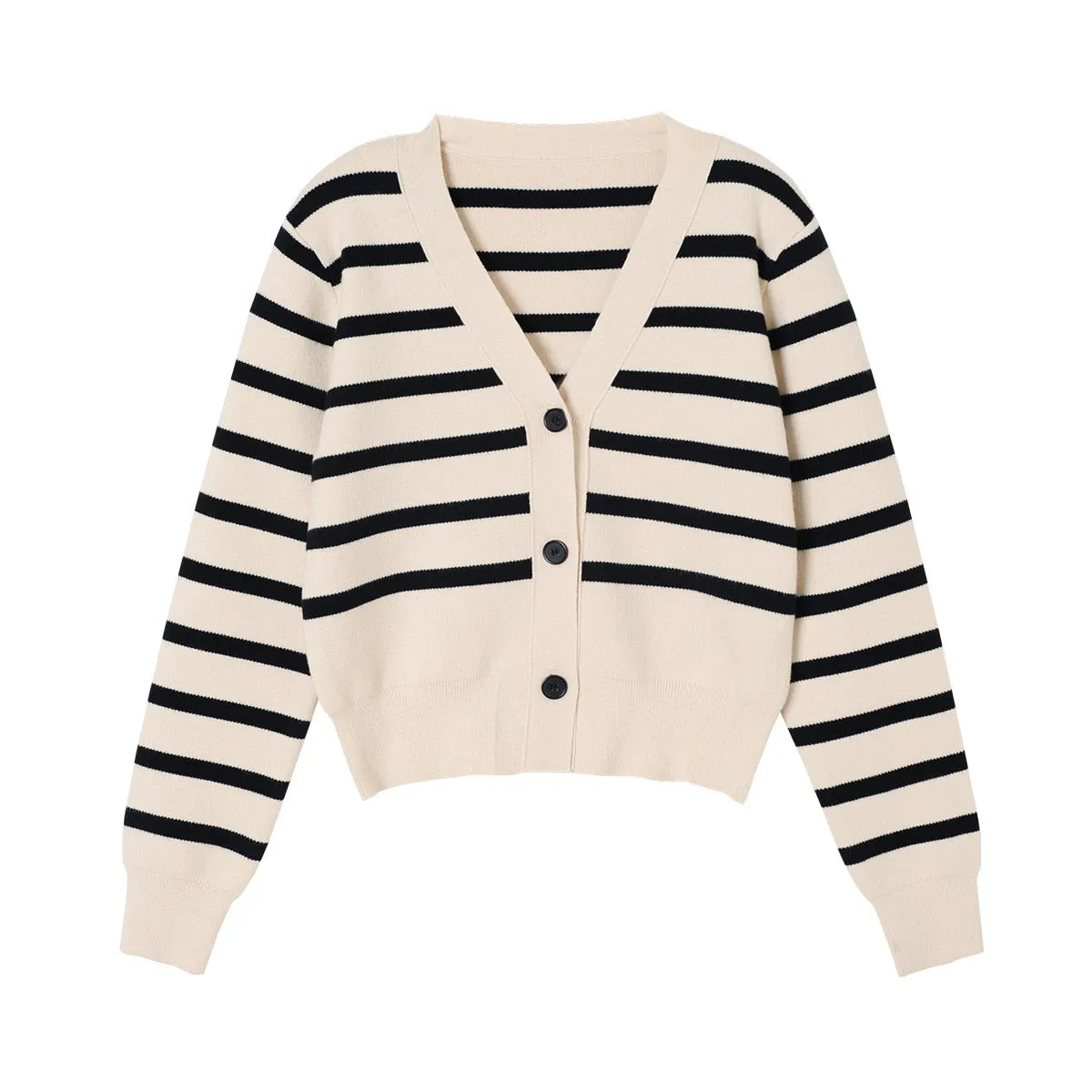 FashionKova Soft  Autumn Women Cardigans Vintage Striped Single Breasted Knitted Sweater Casual  Slim Lady Pullover Outerwear Chic Knitwear