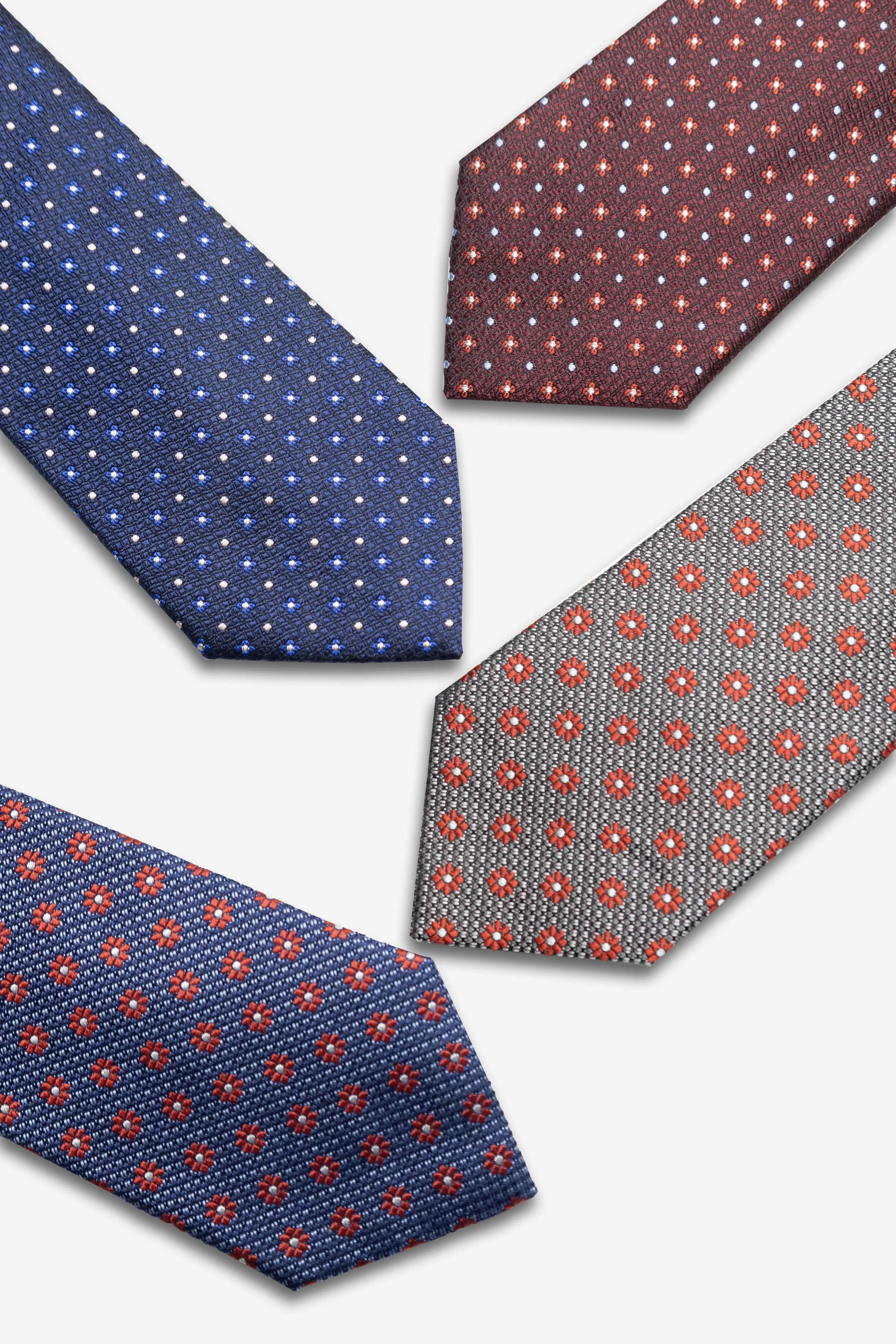 Fort Edward Foulard Silk Tie, Burgundy / Red / Light Blue