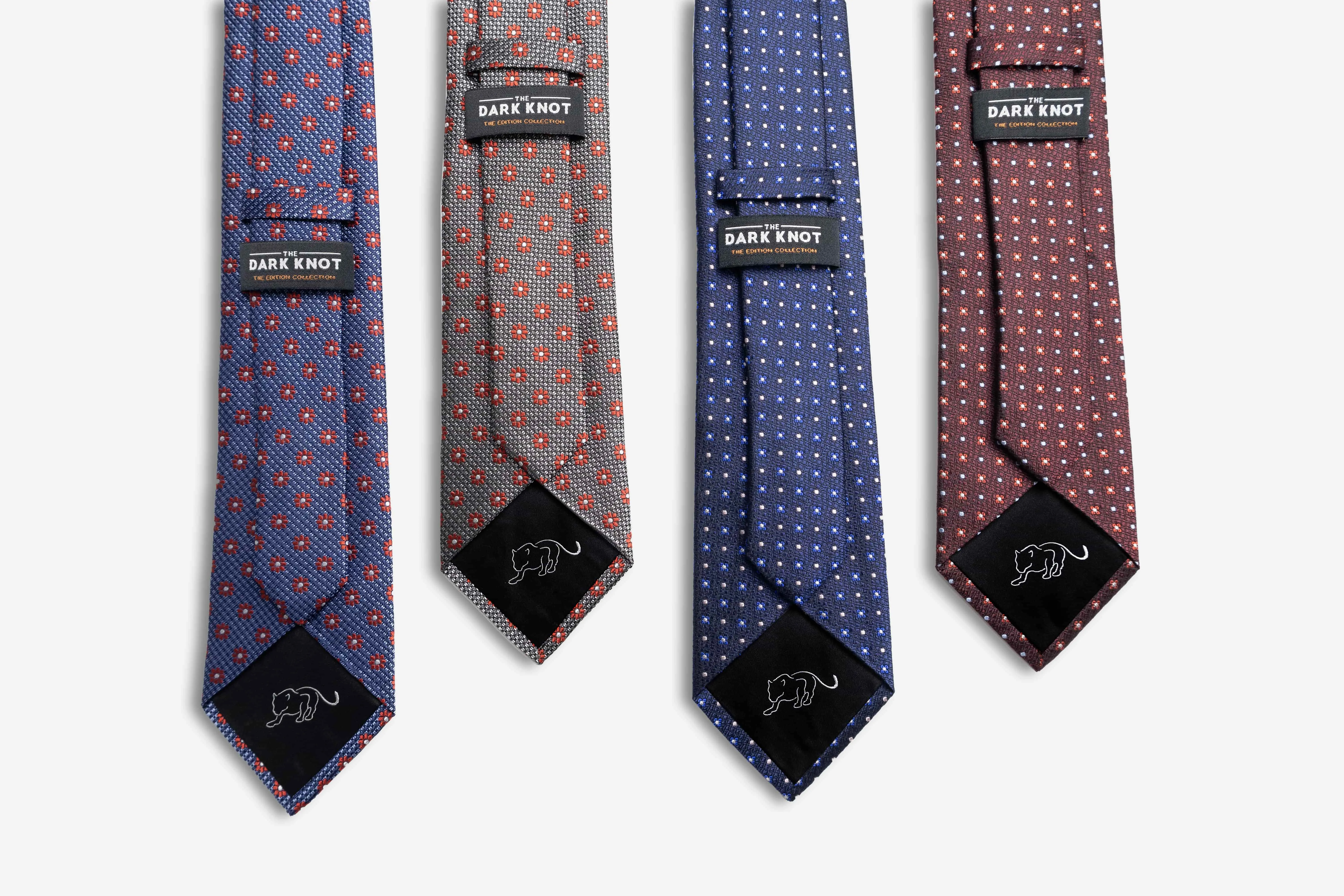 Fort Edward Foulard Silk Tie, Burgundy / Red / Light Blue