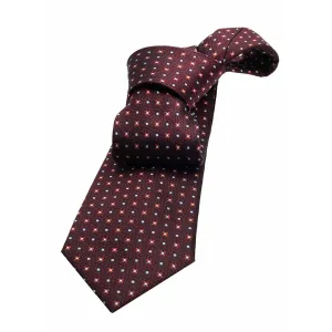 Fort Edward Foulard Silk Tie, Burgundy / Red / Light Blue