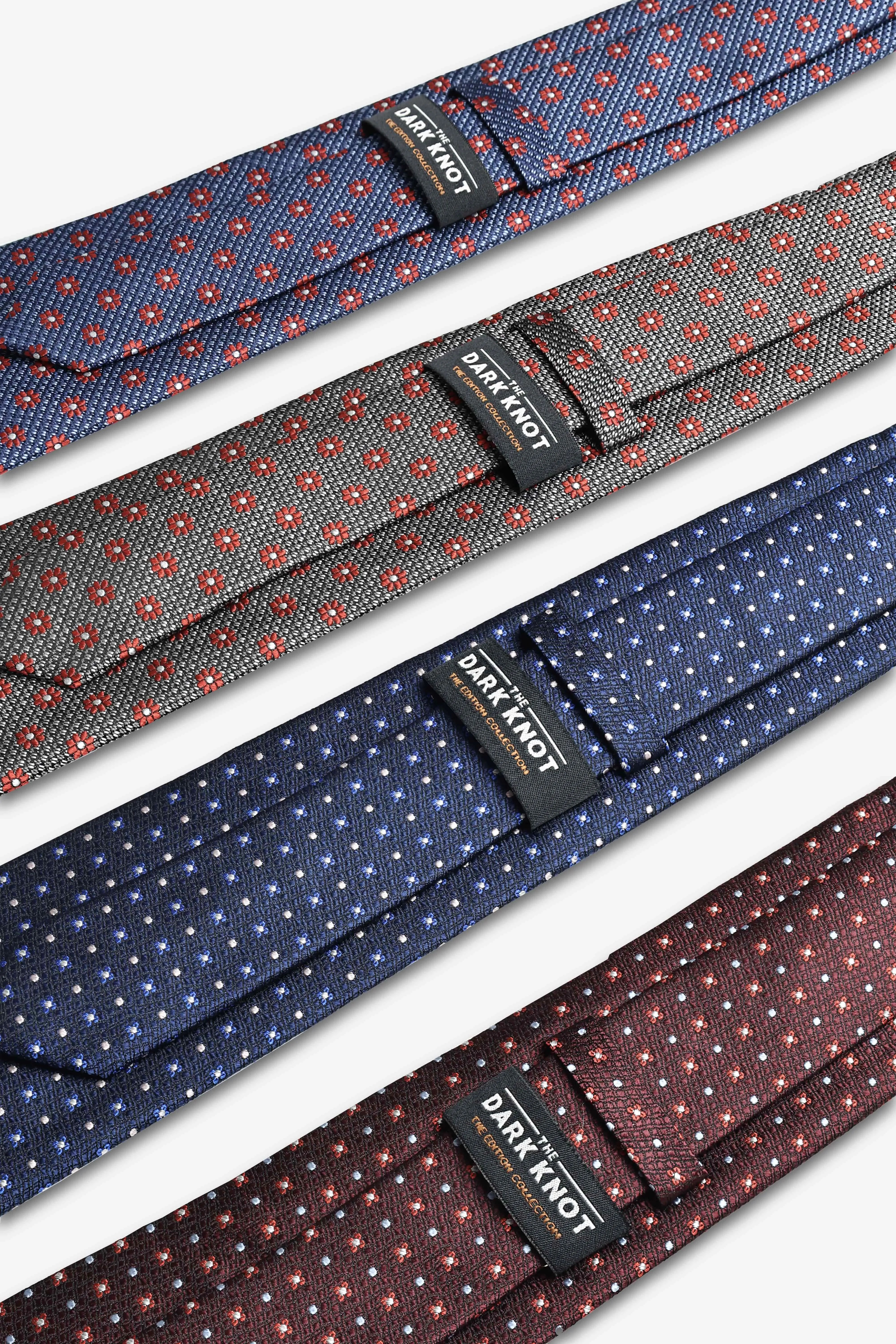 Fort Edward Foulard Silk Tie, Burgundy / Red / Light Blue