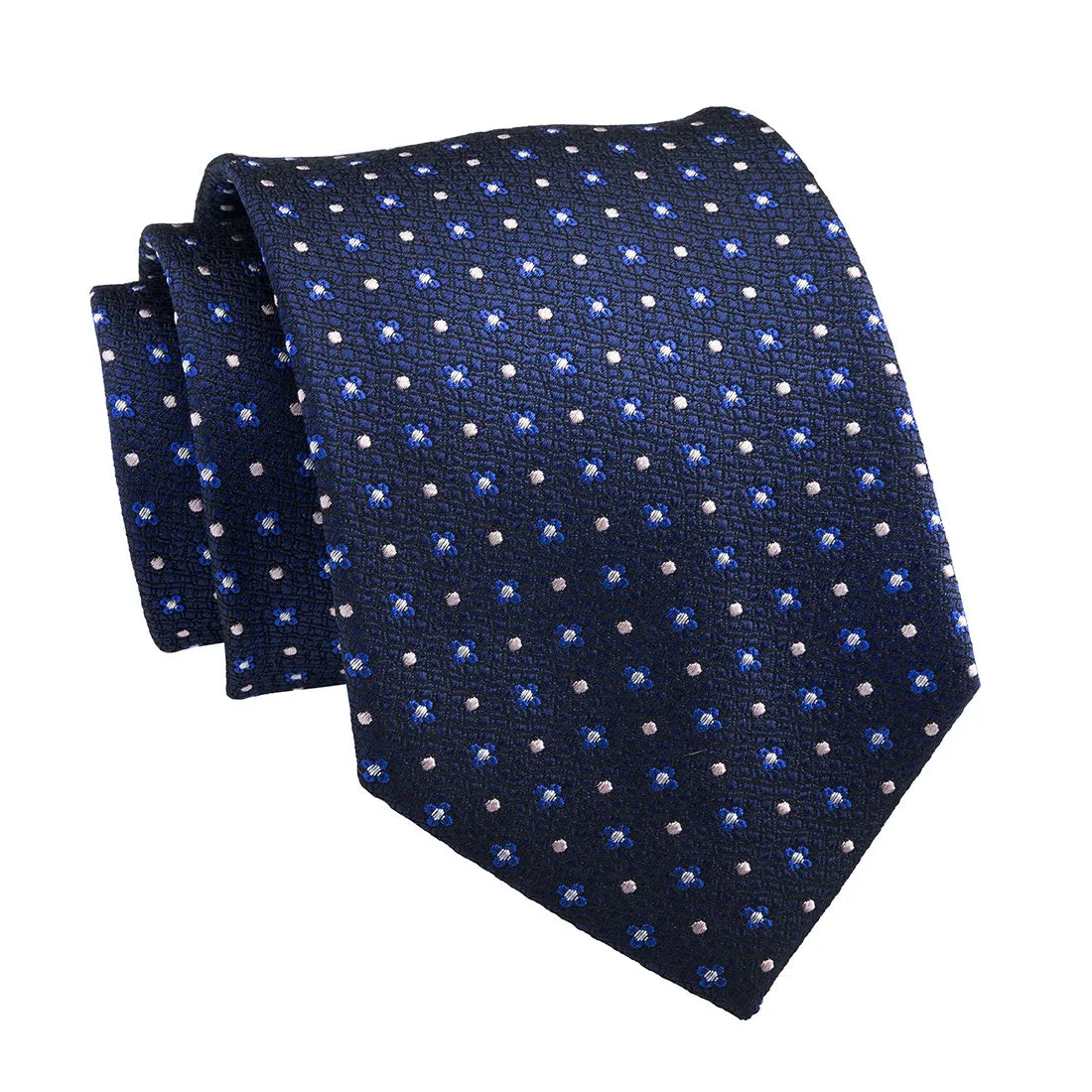 Fort Edward Foulard Silk Tie, Navy / Blue / Silver