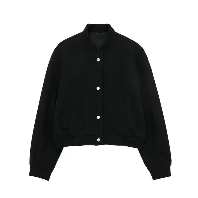 Ivyshape | Chic Cropped Bomber Jacket for Women