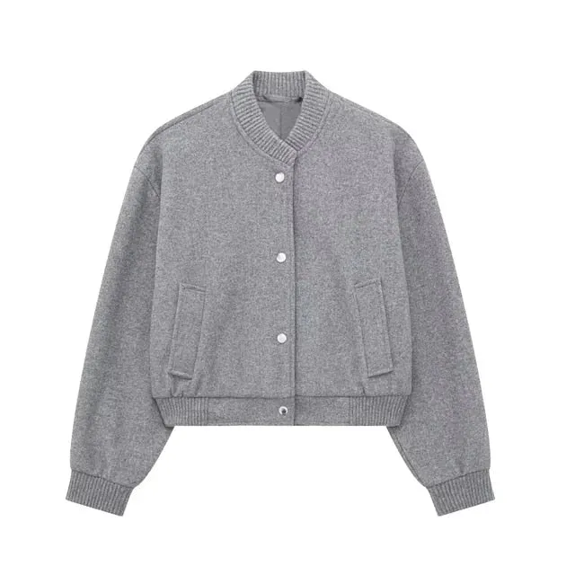 Ivyshape | Chic Cropped Bomber Jacket for Women