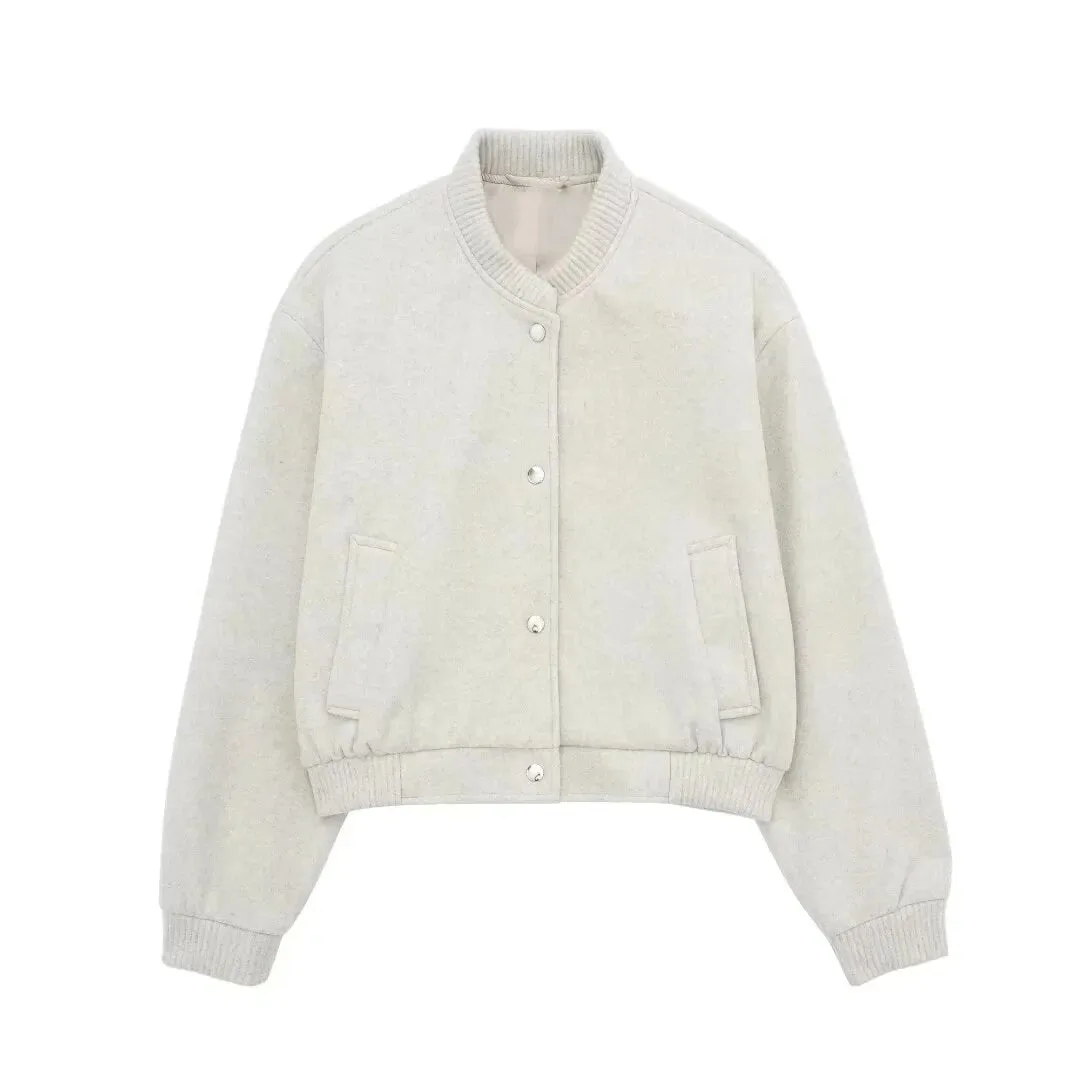 Ivyshape | Chic Cropped Bomber Jacket for Women