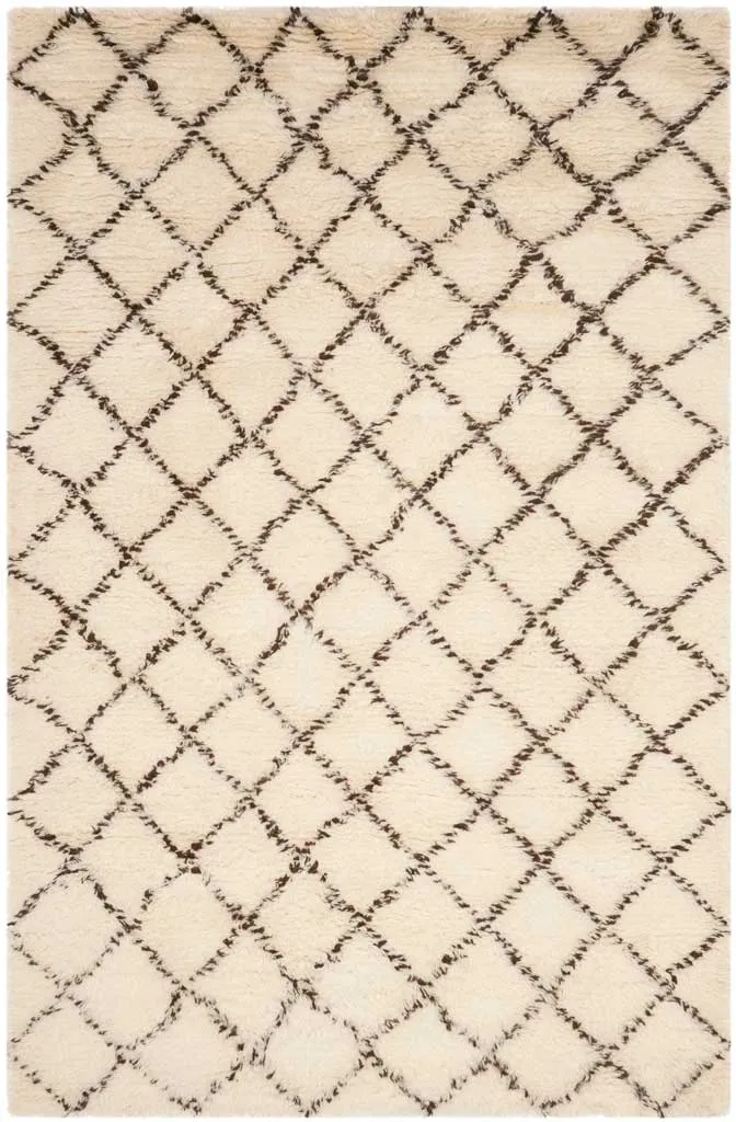 Kenya Diamond Ivory/Dark Brown Area Rug