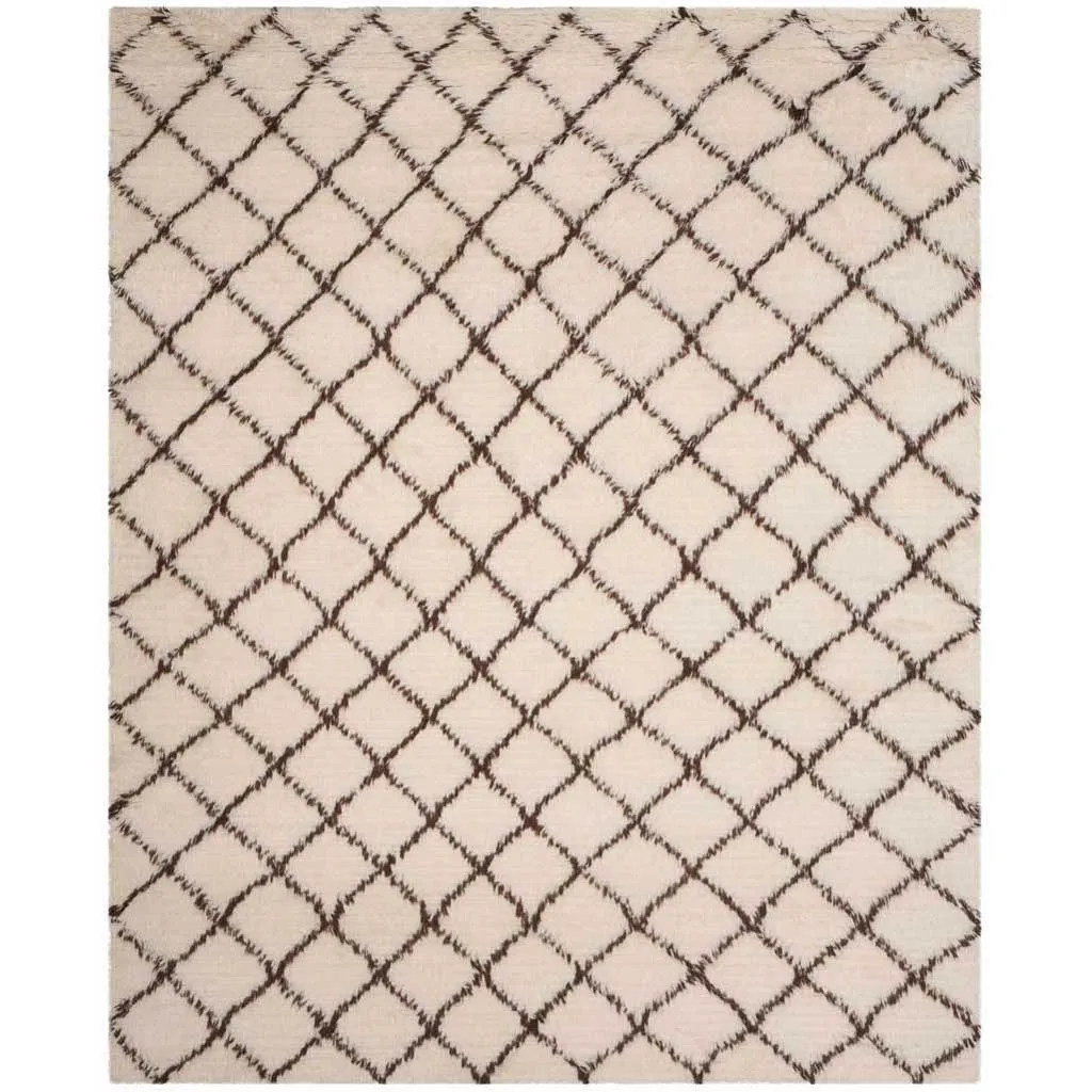 Kenya Diamond Ivory/Dark Brown Area Rug