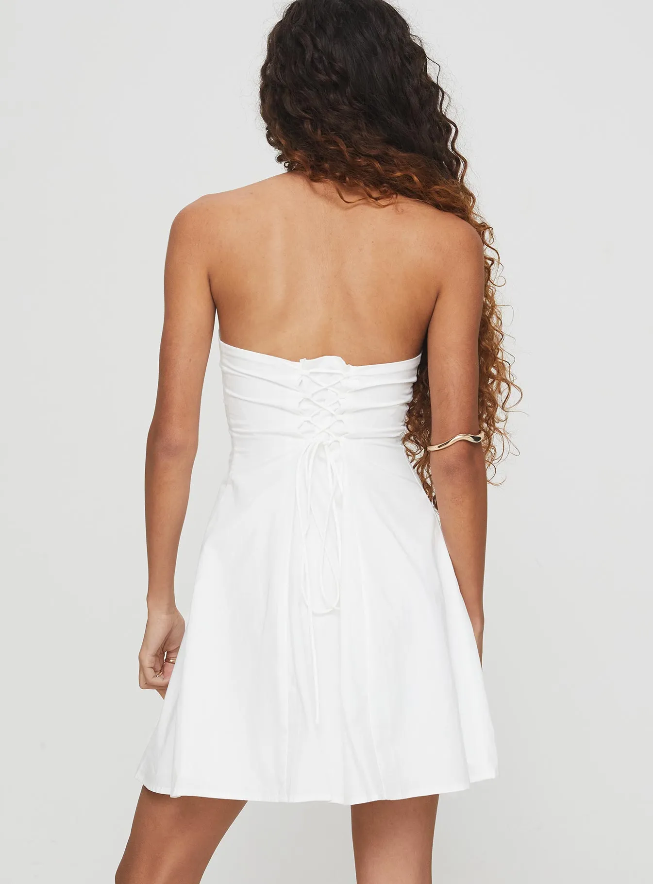 Kisses Lace Up Mini Dress White