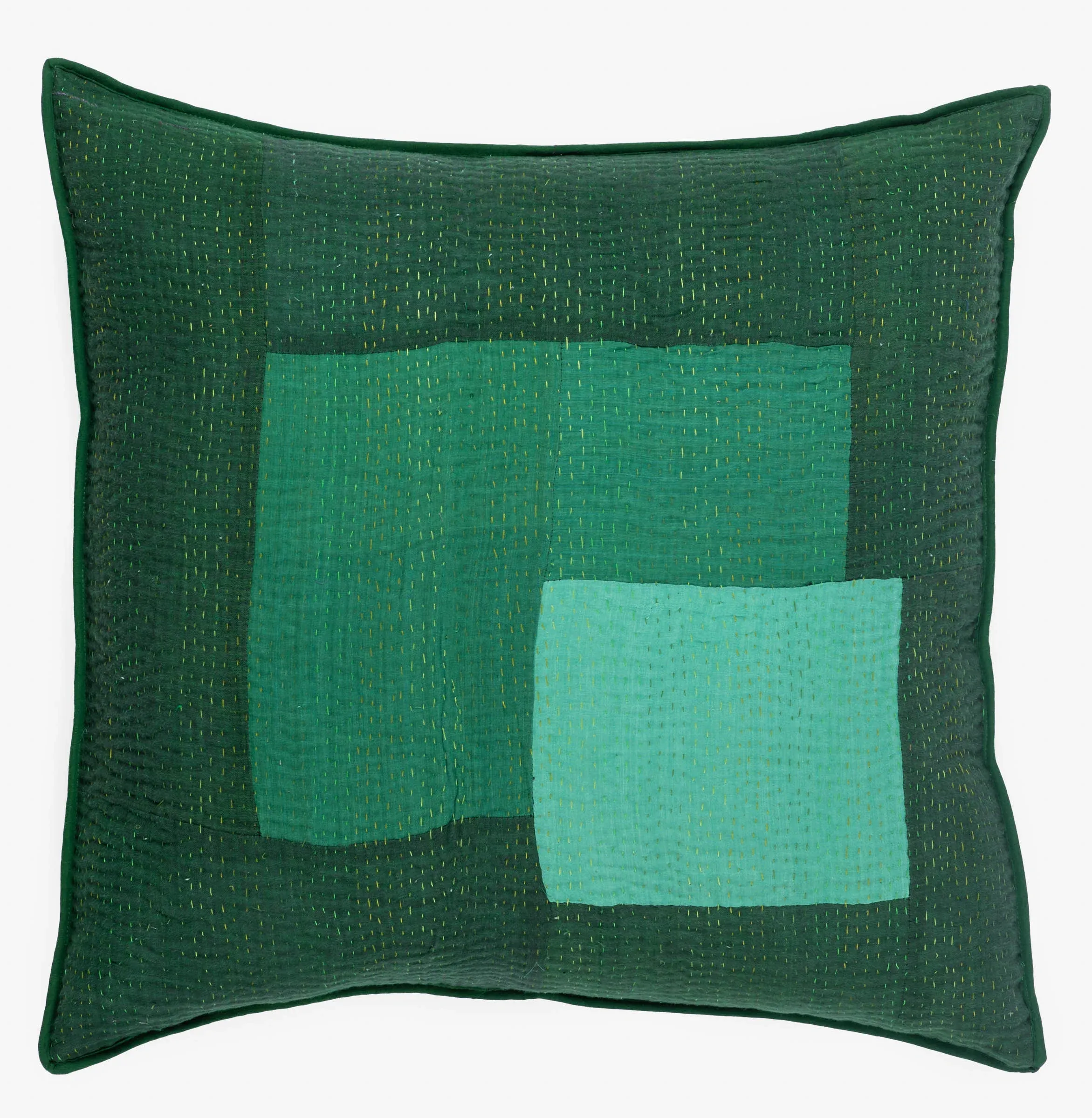 Landscape Handmade Vintage Kantha Pillow Sham -Green -