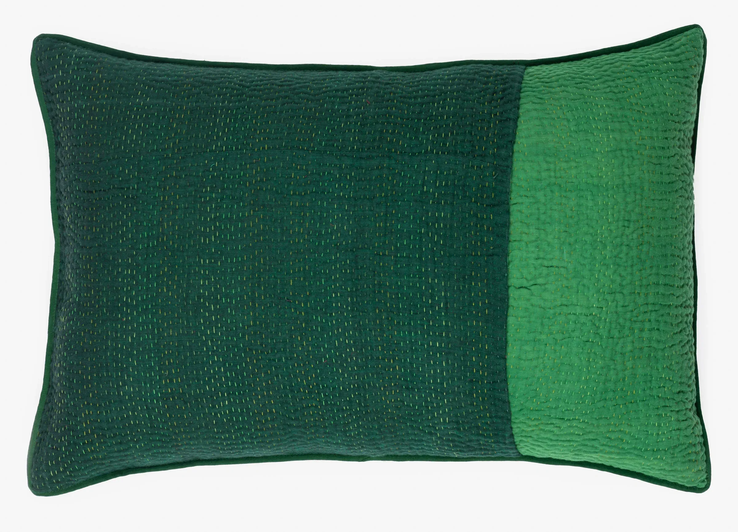 Landscape Handmade Vintage Kantha Pillow Sham -Green -