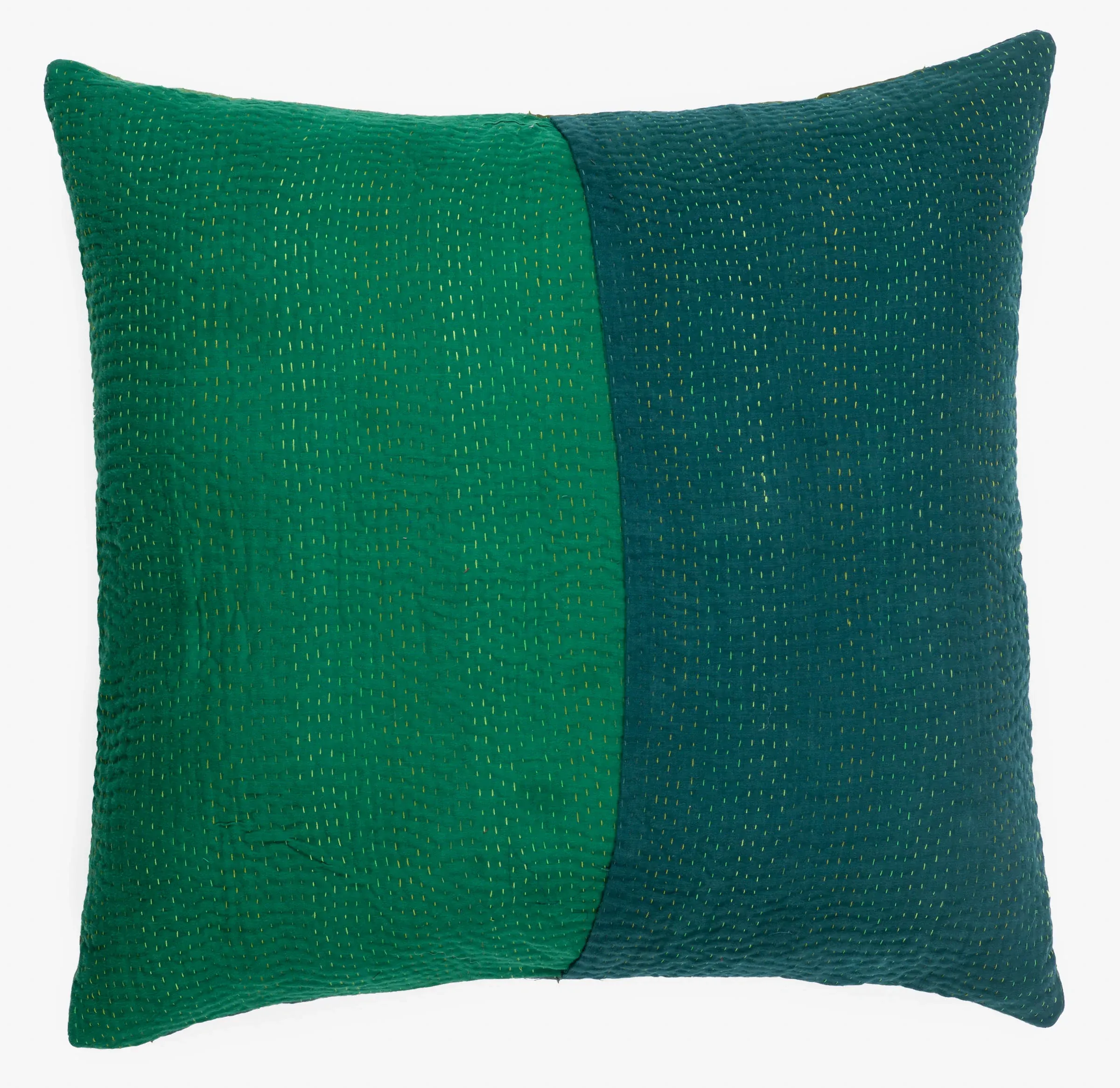 Landscape Handmade Vintage Kantha Pillow Sham -Green -