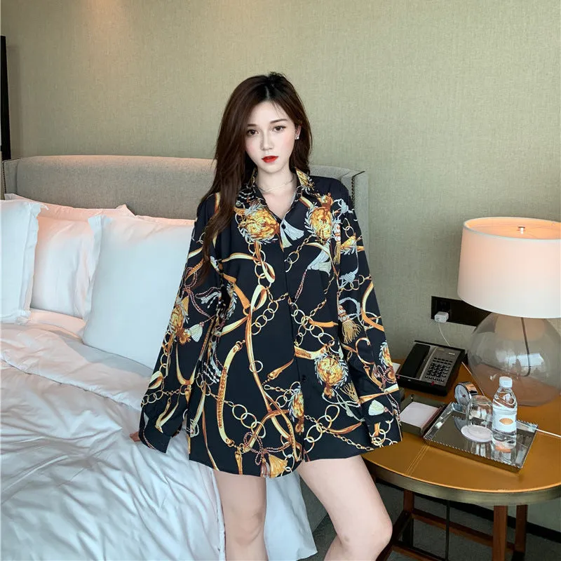 Long Sleeved Blouse Trendy Niche Korean Loose INS Vintage Hong Kong Tops Blouse