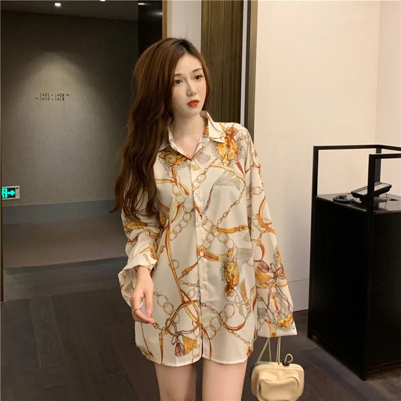 Long Sleeved Blouse Trendy Niche Korean Loose INS Vintage Hong Kong Tops Blouse