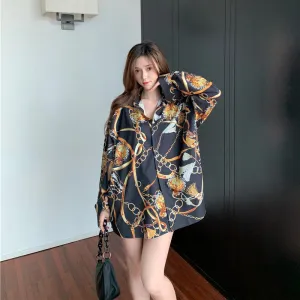 Long Sleeved Blouse Trendy Niche Korean Loose INS Vintage Hong Kong Tops Blouse