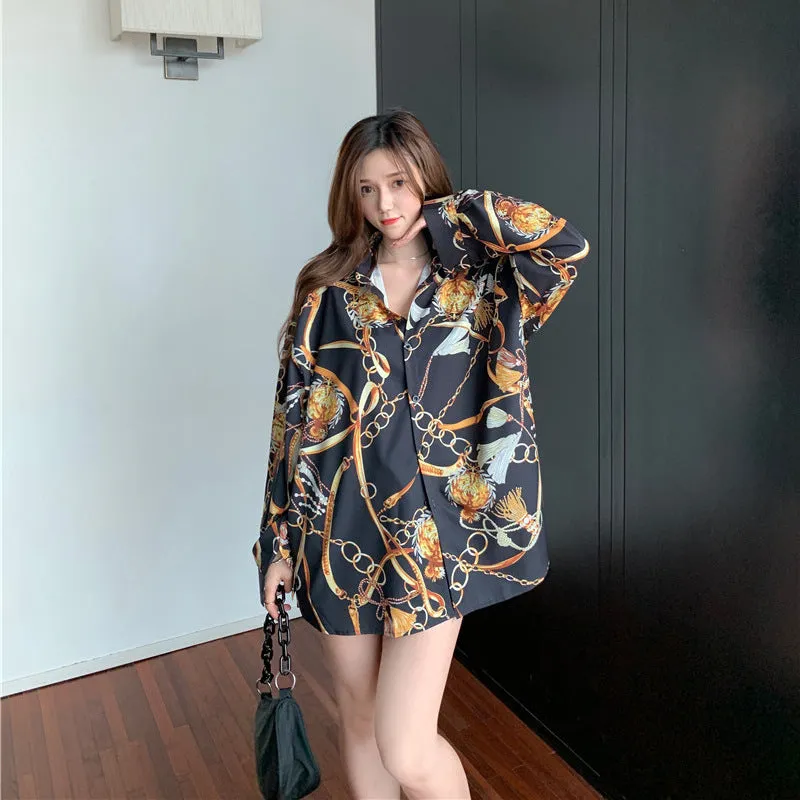 Long Sleeved Blouse Trendy Niche Korean Loose INS Vintage Hong Kong Tops Blouse