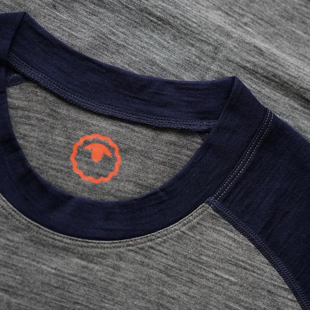 Mens Merino 180 Baseball Crew (Charcoal/Navy)