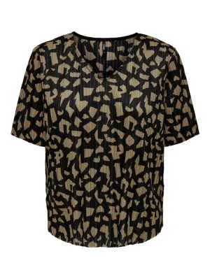 Onlsafari S/s V-neck Top Jrs - Bruin Dessin