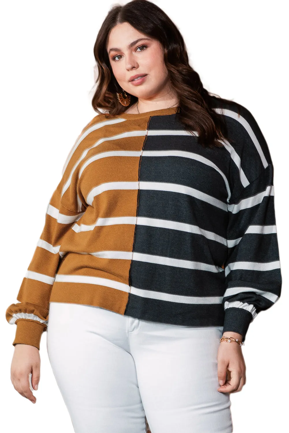 Plus Size Striped Loose Top