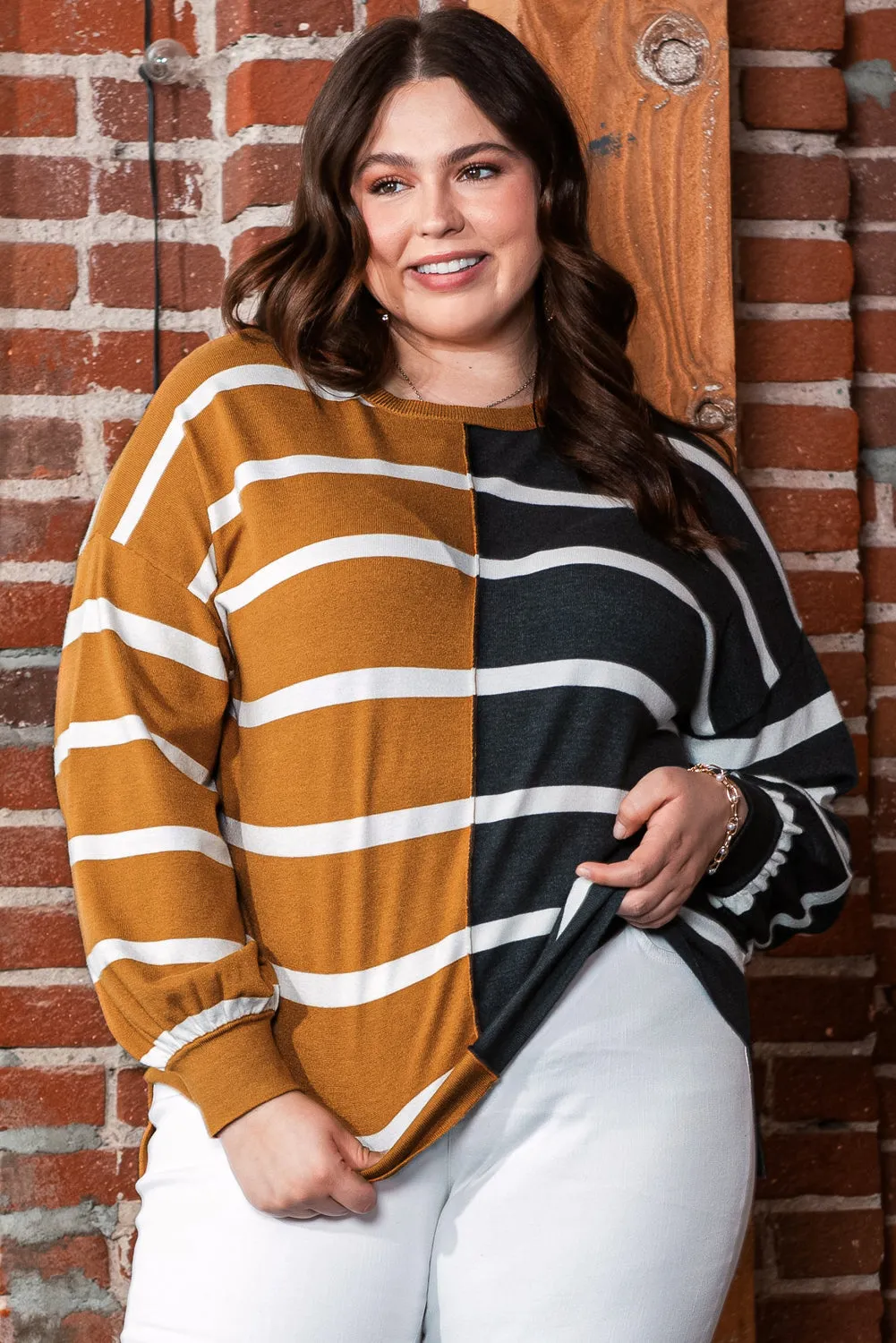 Plus Size Striped Loose Top