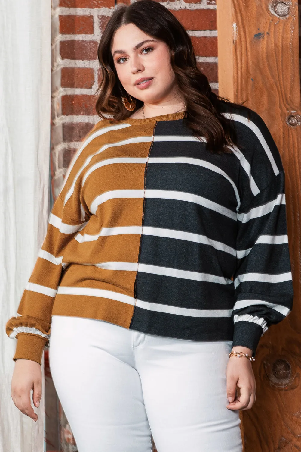 Plus Size Striped Loose Top