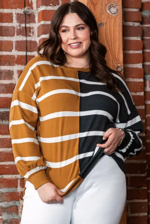 Plus Size Striped Loose Top