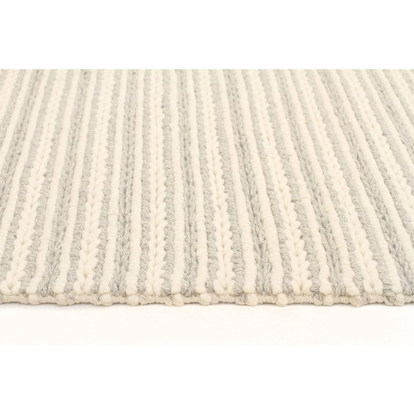 Skandi - Beige & Grey Braid Weave Wool Rug