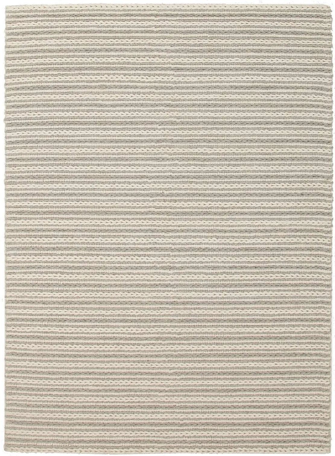 Skandi - Beige & Grey Braid Weave Wool Rug