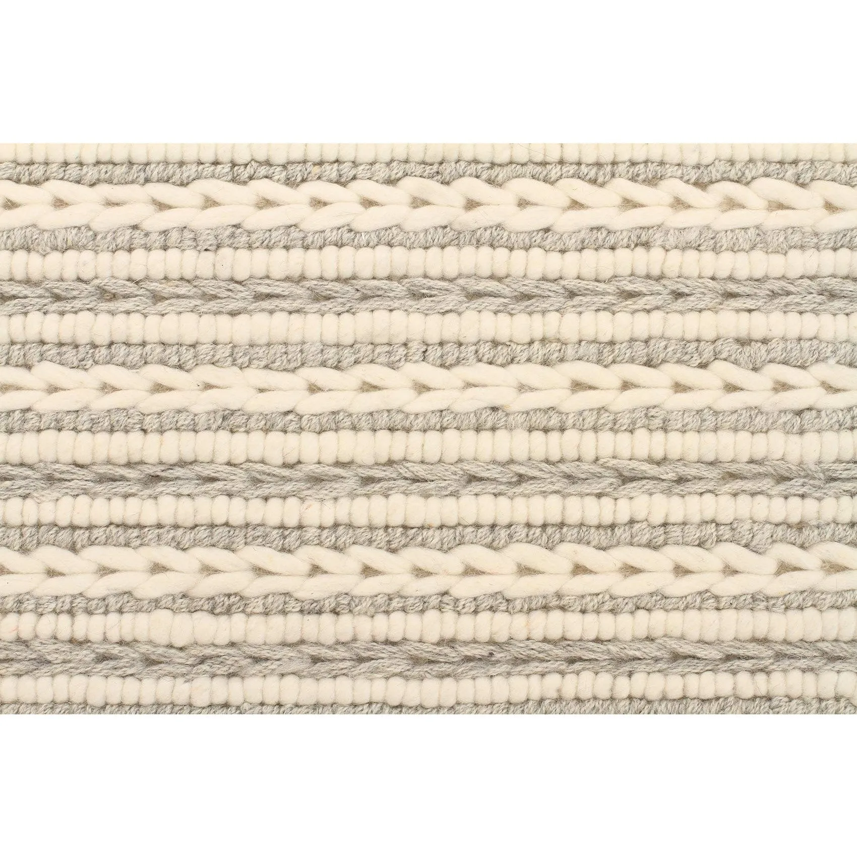 Skandi - Beige & Grey Braid Weave Wool Rug
