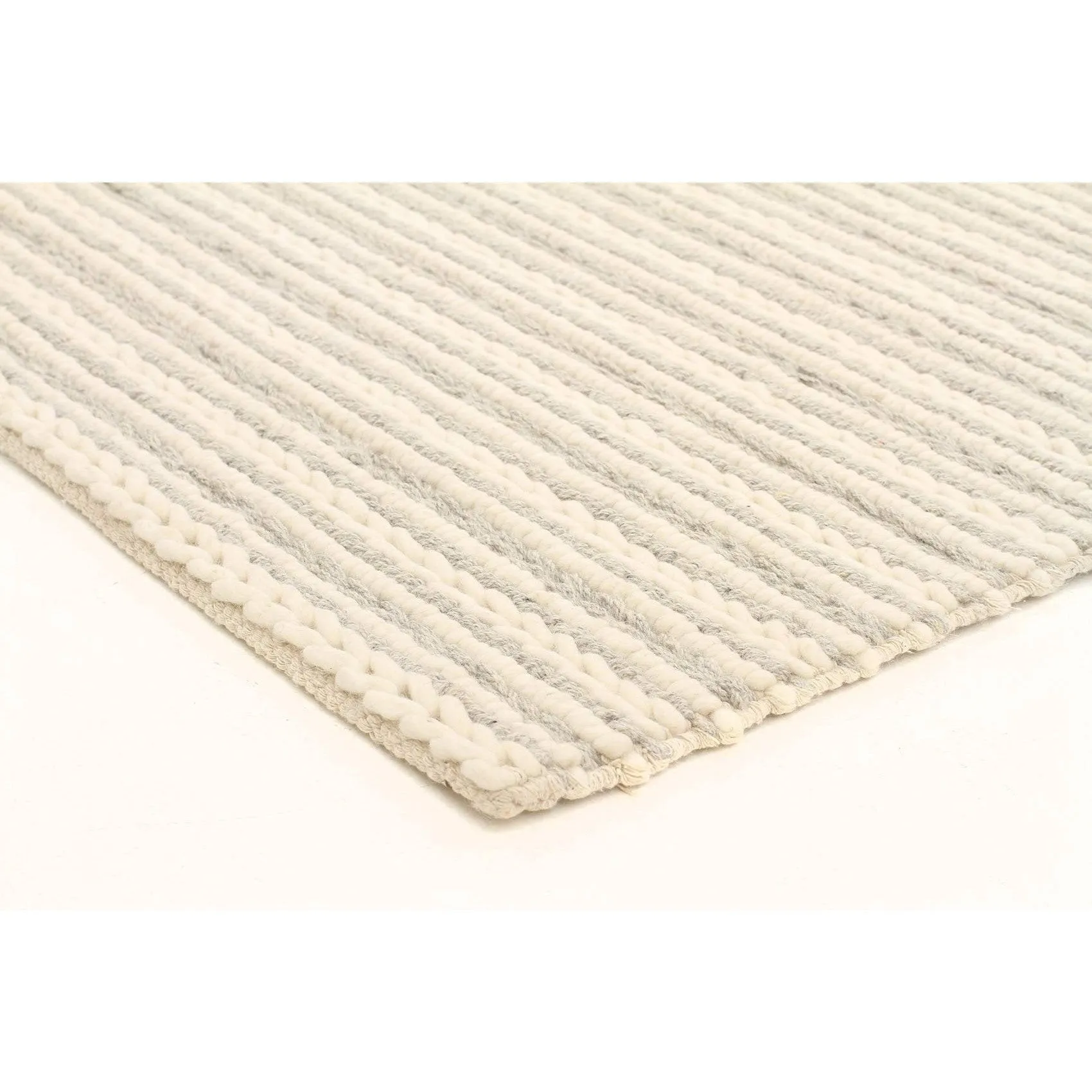 Skandi - Beige & Grey Braid Weave Wool Rug