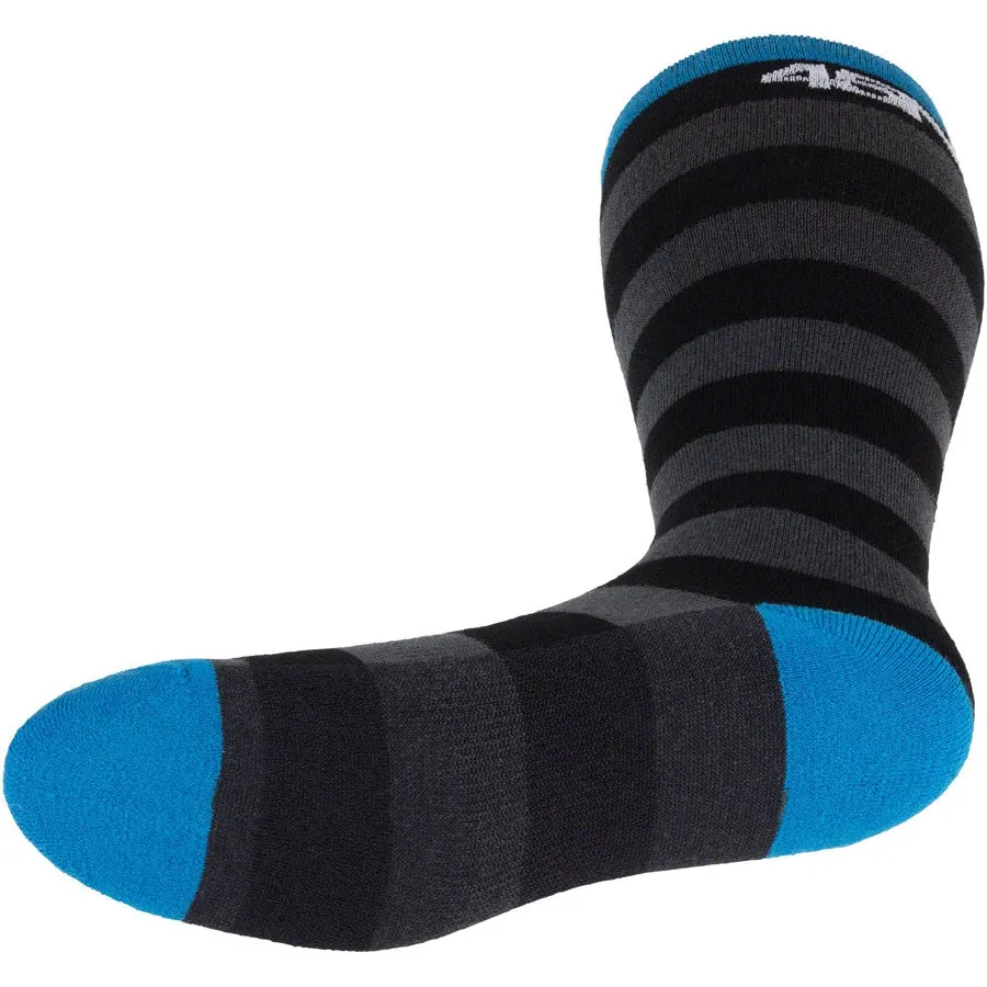 Stripe Midweight Knee Wool Bike Socks - Black