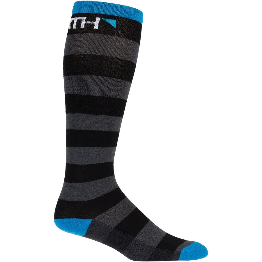 Stripe Midweight Knee Wool Bike Socks - Black