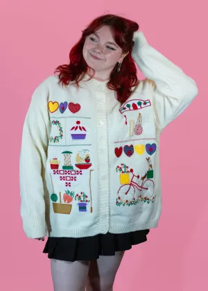 The Edit - Embroidered Garden Party Cardigan in Cream