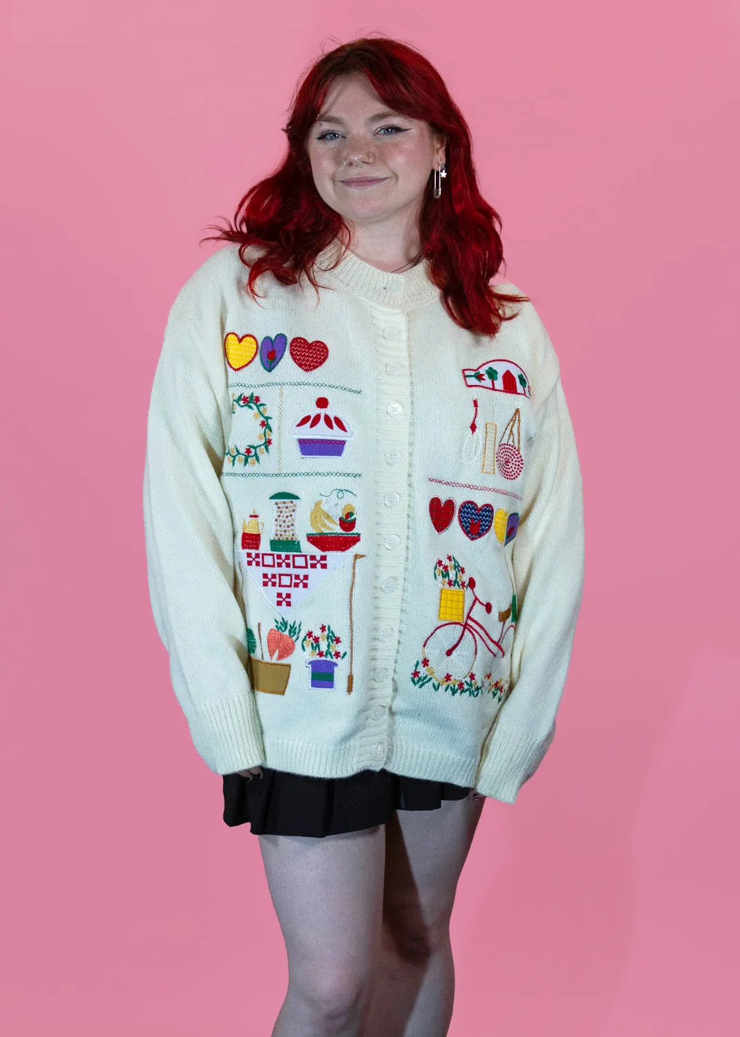 The Edit - Embroidered Garden Party Cardigan in Cream