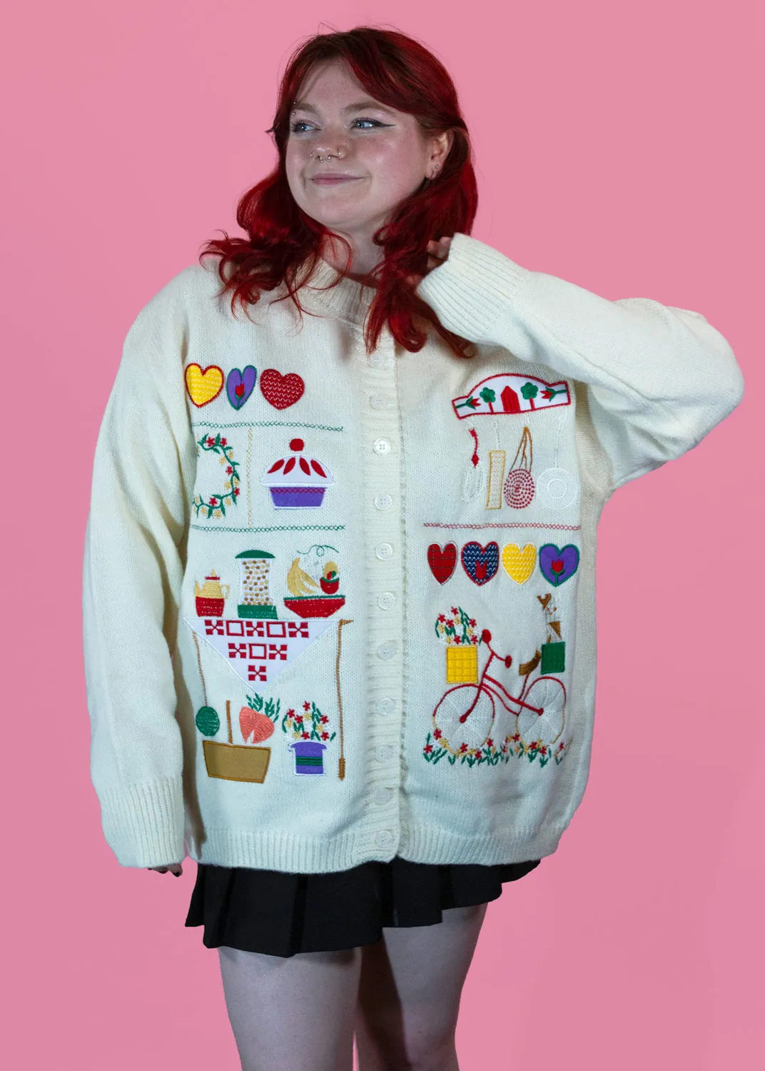 The Edit - Embroidered Garden Party Cardigan in Cream