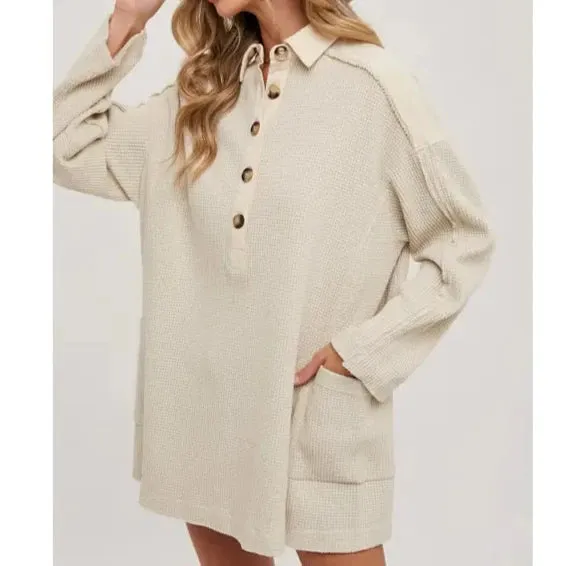 THERMAL HENLEY TUNIC SHIRT