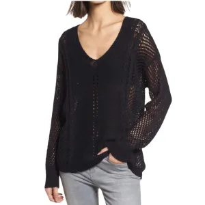 V Neck Crochet Lightweight Sweater