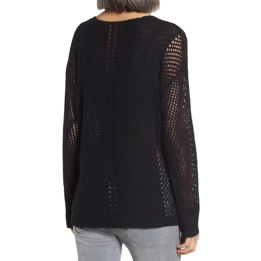 V Neck Crochet Lightweight Sweater
