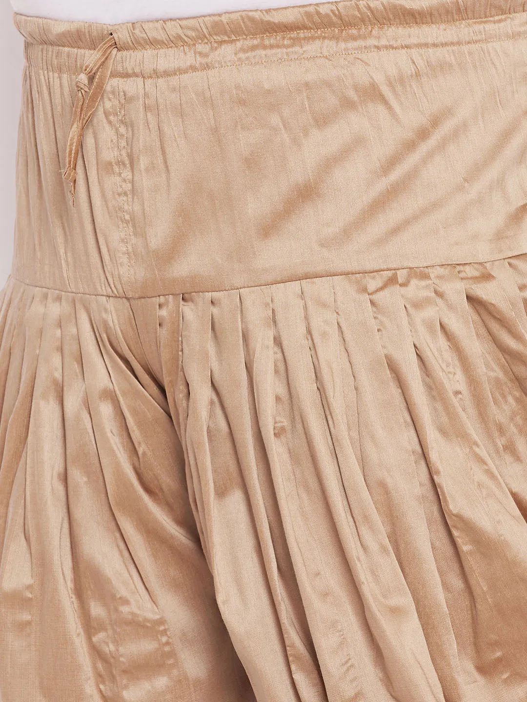 VASTRAMAY PLUS Size Men's Rose Gold-Coloured Solid Cowl Dhoti