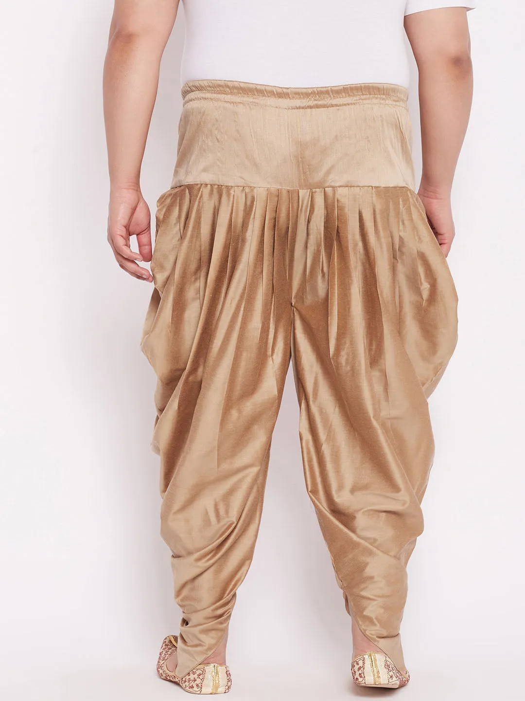 VASTRAMAY PLUS Size Men's Rose Gold-Coloured Solid Cowl Dhoti