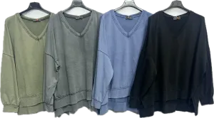 Washed V Neck Top